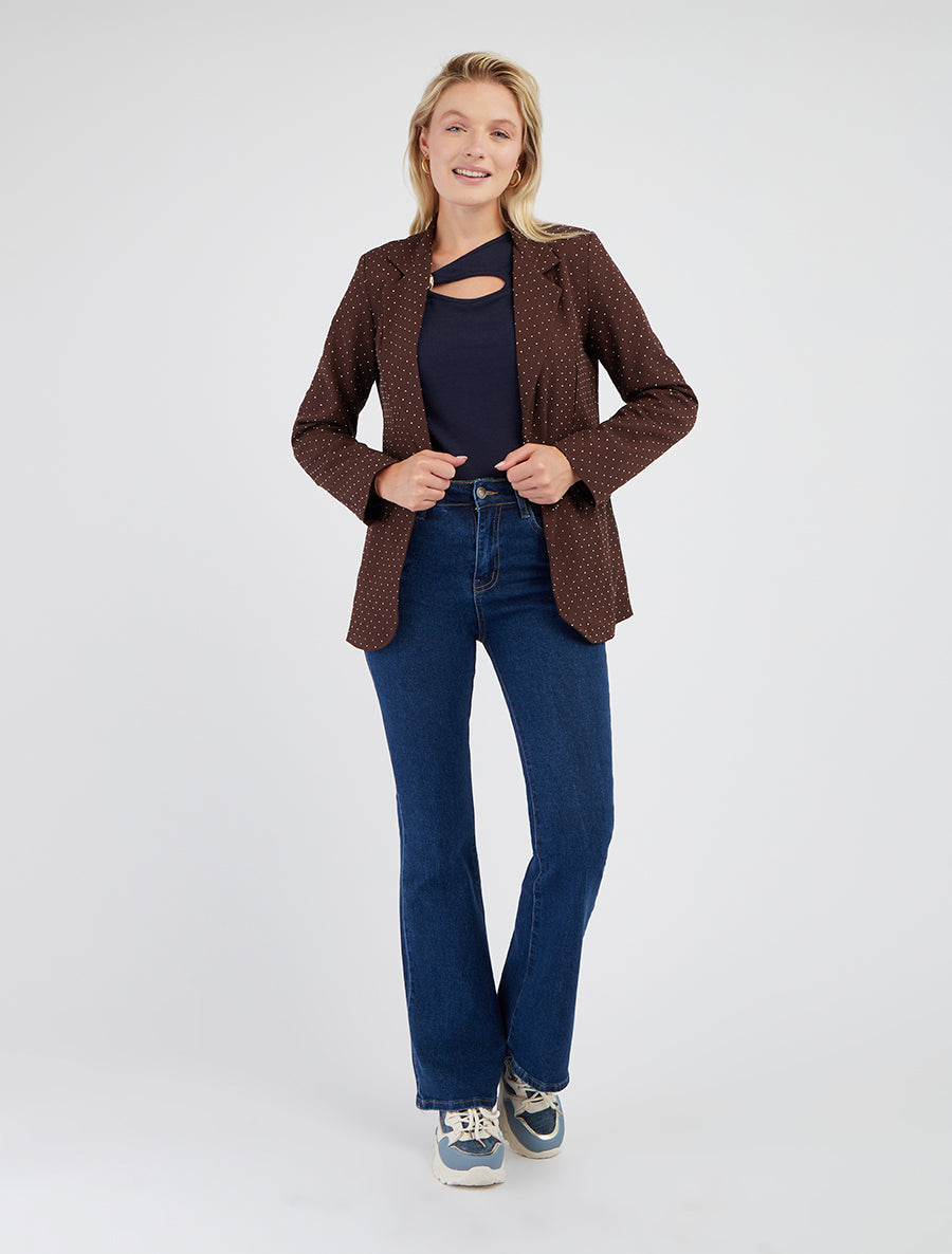 Blazer uni strassé - Marron - 8