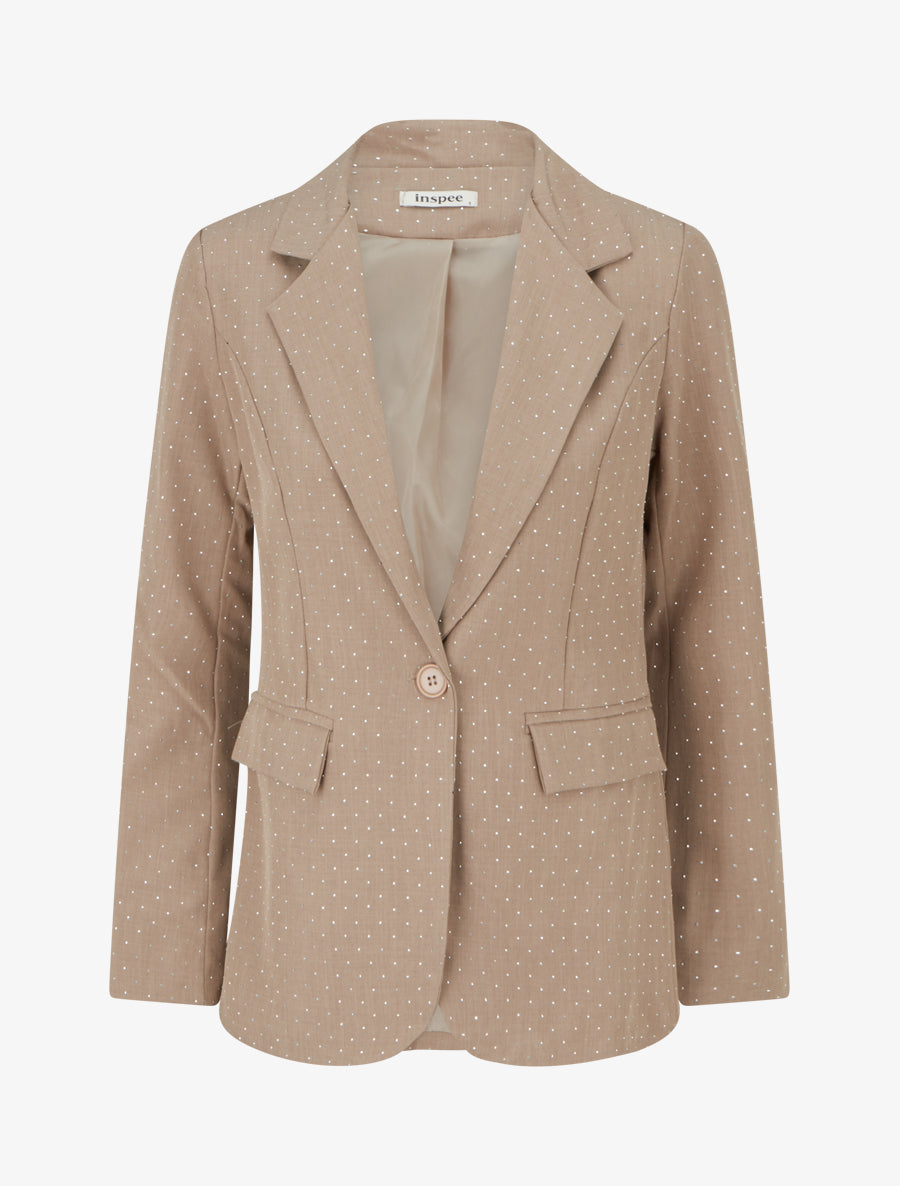 Blazer uni strassé - Taupe - 1