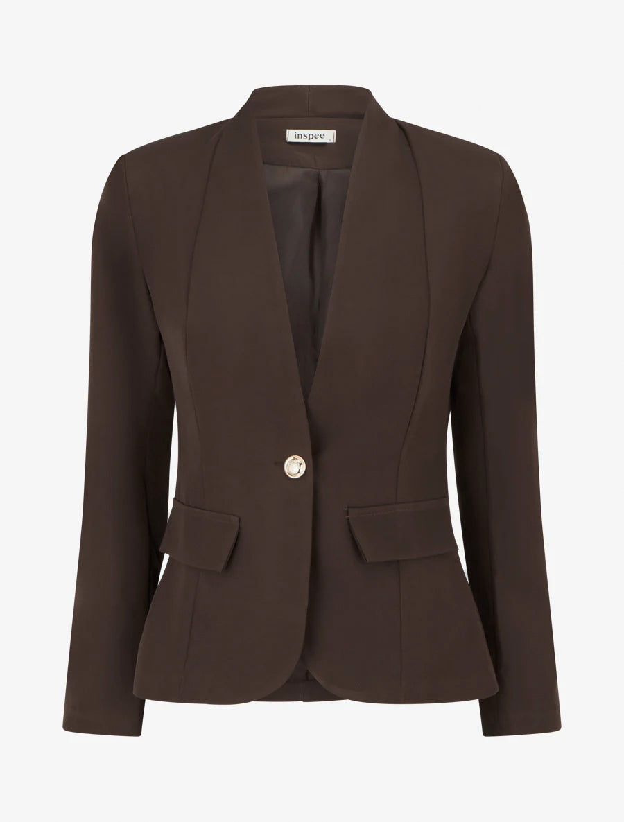 Blazer droit fermeture bouton - Marron