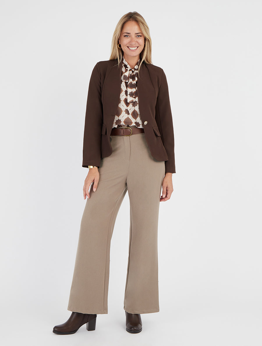 Blazer droit fermeture bouton - Marron
