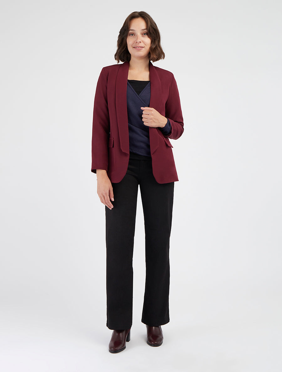 Blazer coupe droite col droit - Lie de vin