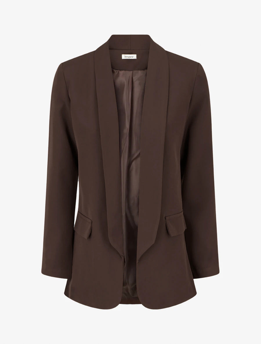 Blazer coupe droite col droit - Marron