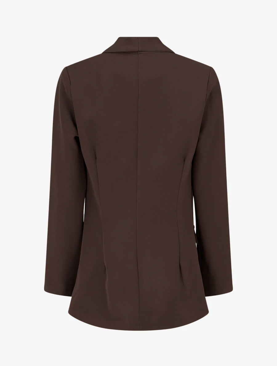 Blazer coupe droite col droit - Marron