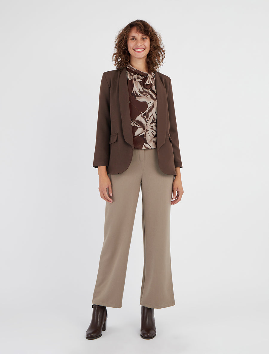 Blazer coupe droite col droit - Marron