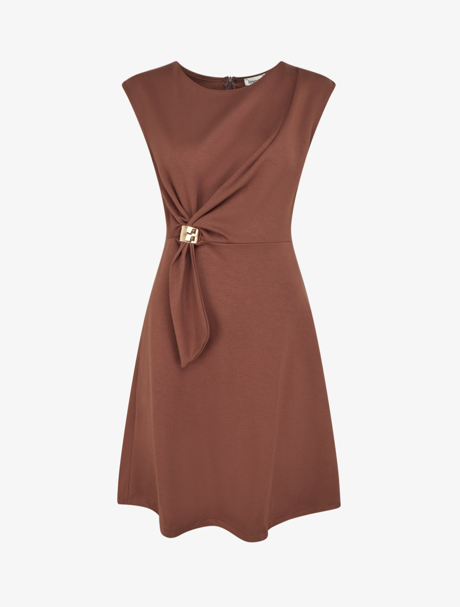 Robe sans manches évasée à lien et boucle - Marron - 1