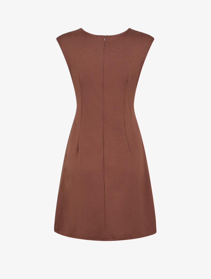 Robe sans manches évasée à lien et boucle - Marron - 2