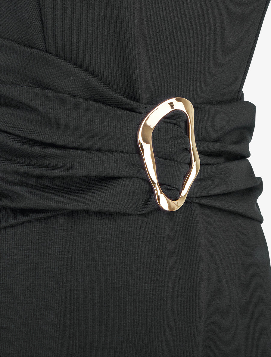 Robe evasée sans manches à boucle - Noir - 3