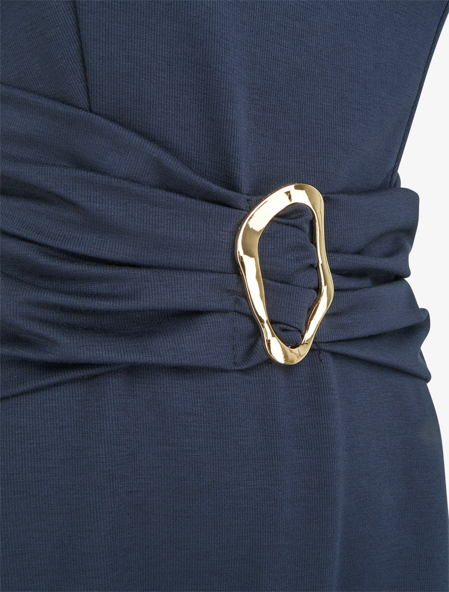 Robe evasée sans manches à boucle - Marine - 3