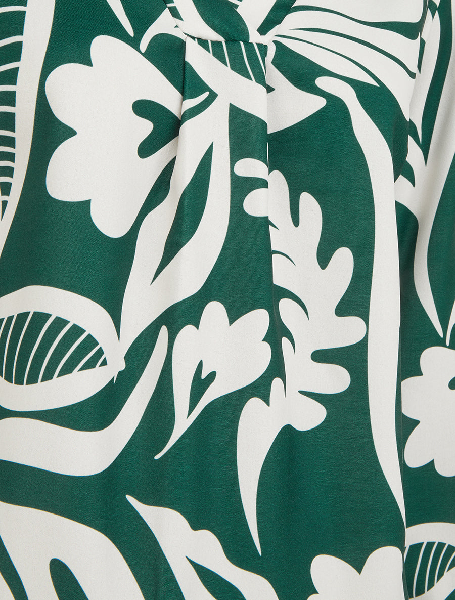 Blouse droite col V imprimé fantaisie - Vert foncé - 3