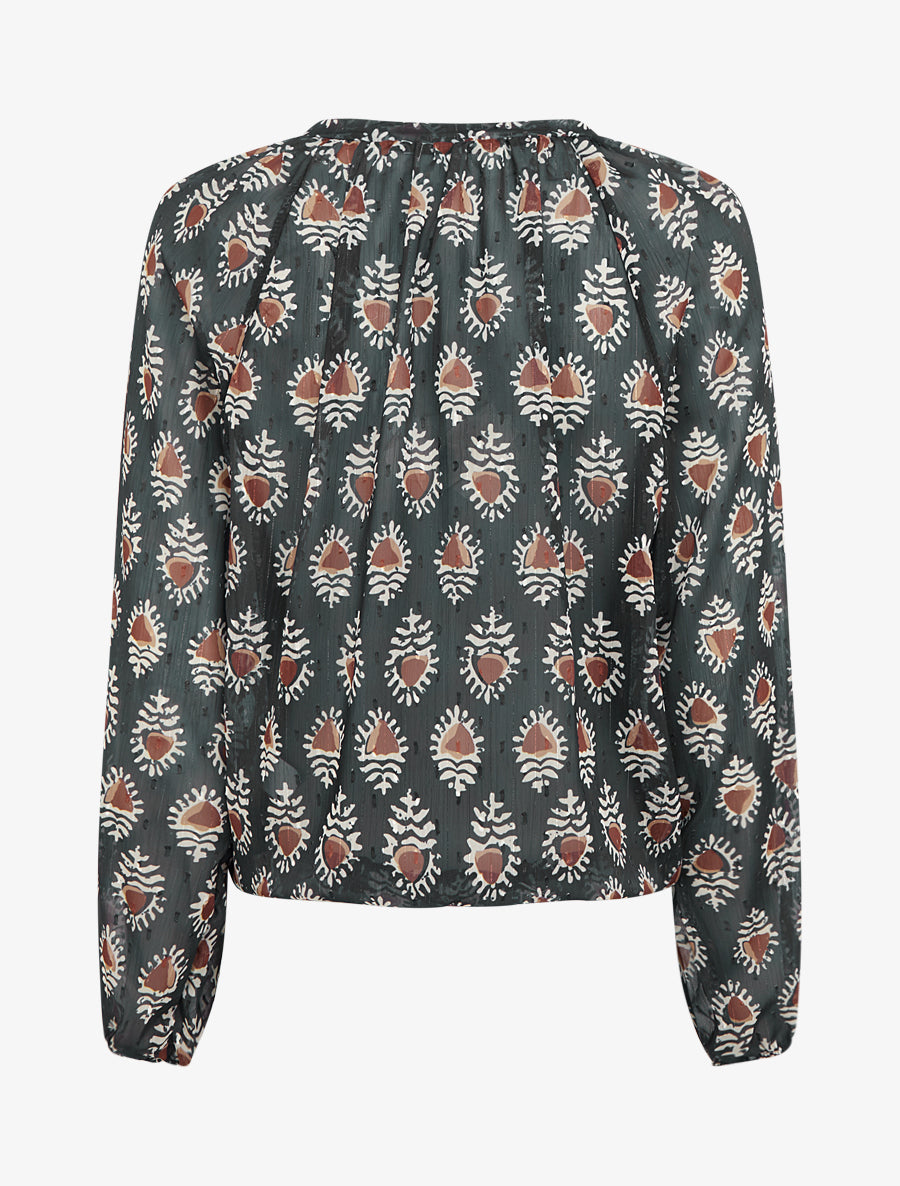 Top boule en voile imprimé fantaisie - Noir - 2