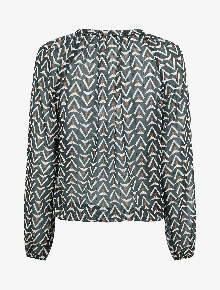 Top boule en voile imprimé graphique - Noir - 2