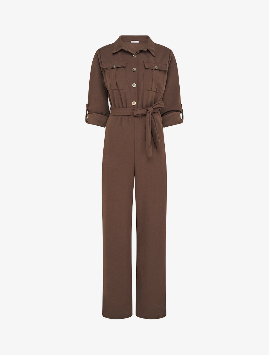Combinaison-pantalon Marron élastiquée à La Taille - Taille 38 (M) - Occasion Très Bon état