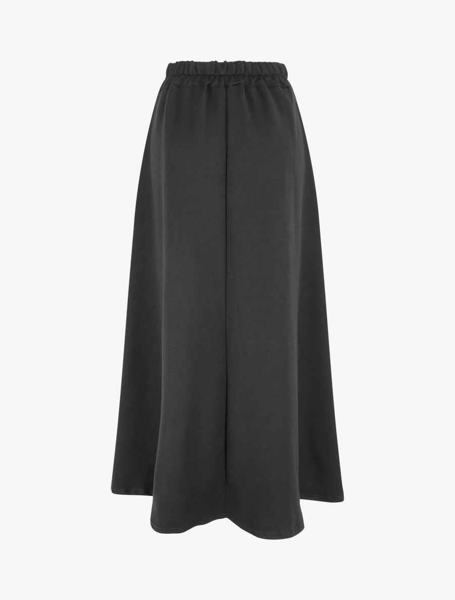 Jupe longue unie à détail brodé - Noir - 2