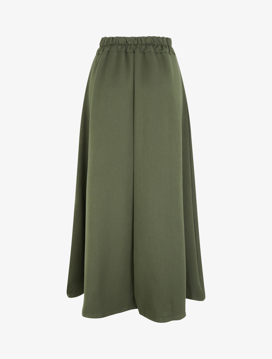 Jupe longue unie à détail brodé - Kaki - 2