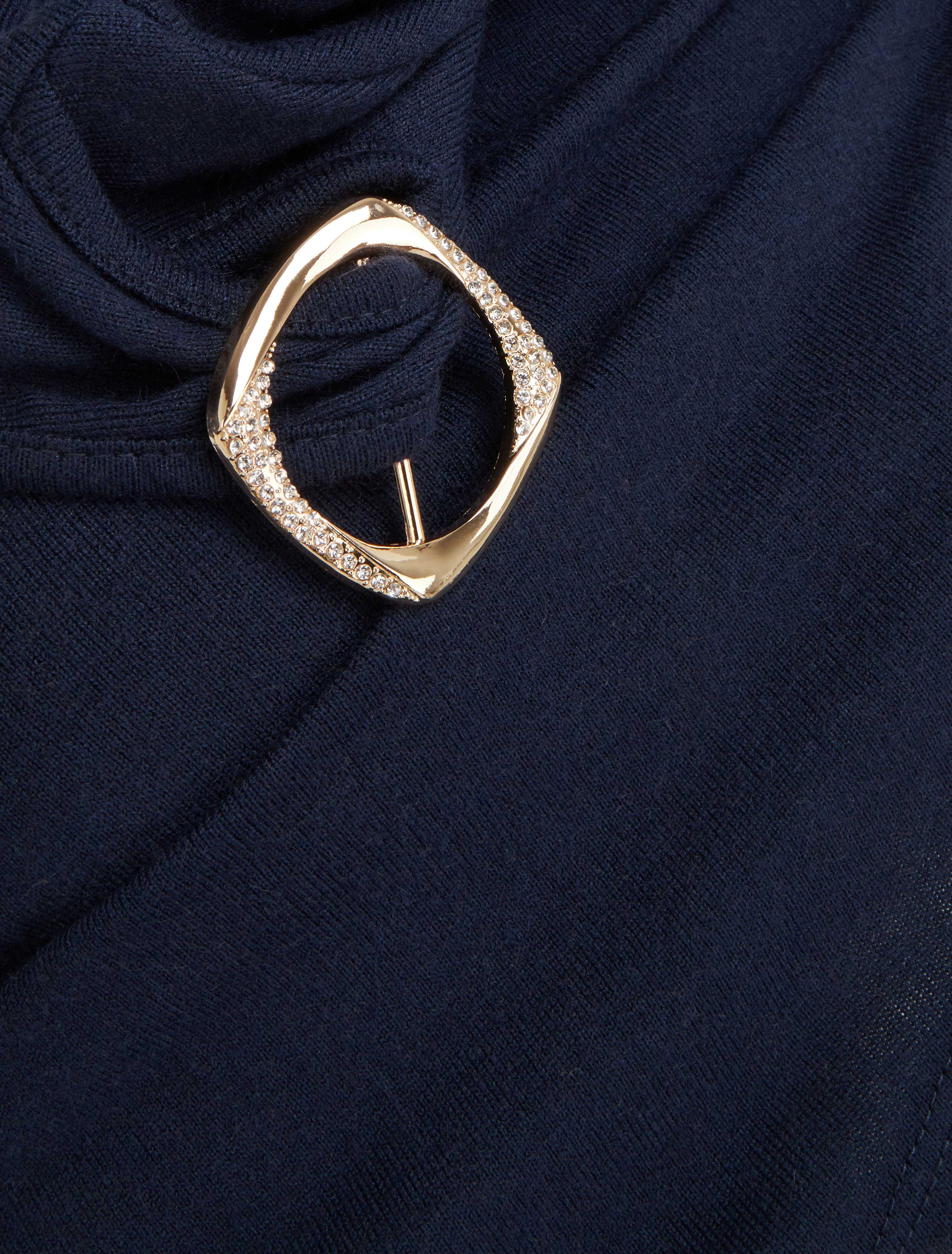 Pull droit à boucles strassées et bords asymétriques - Marine - 3