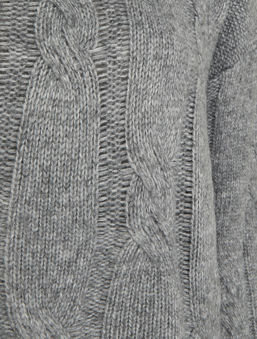 Pull uni à motif torsade - Gris - 3