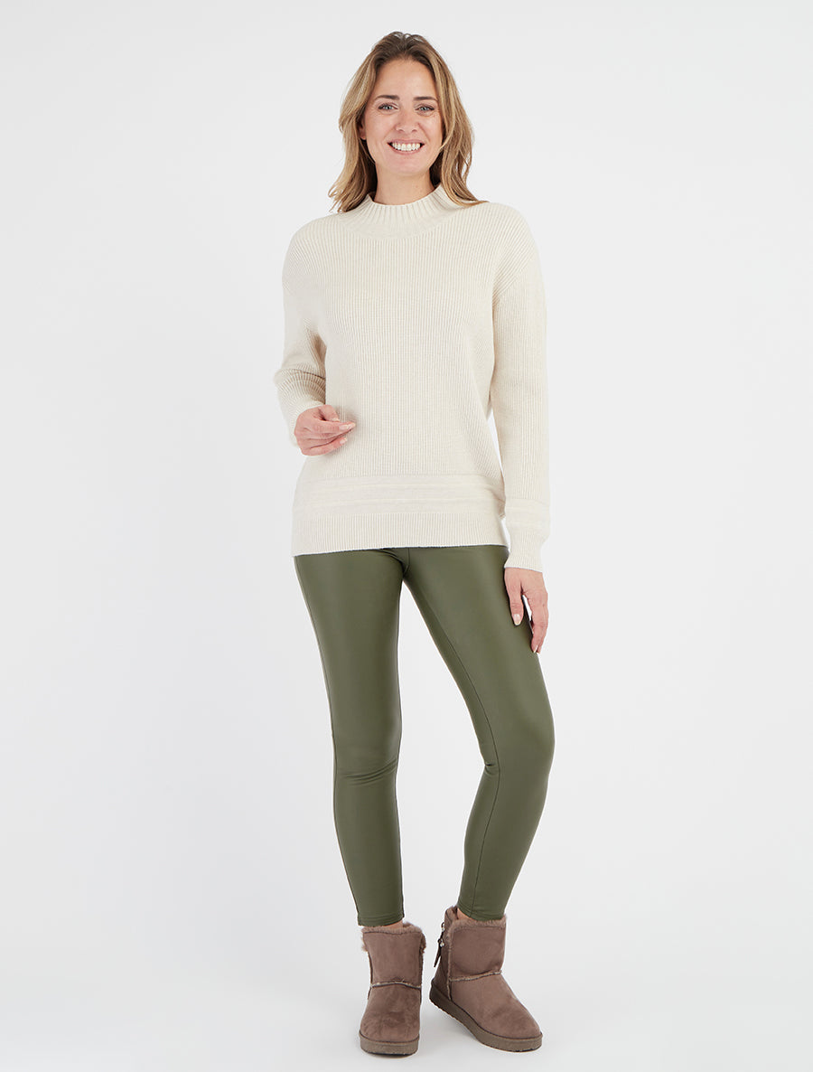 Pull droit uni côtelé - Écru