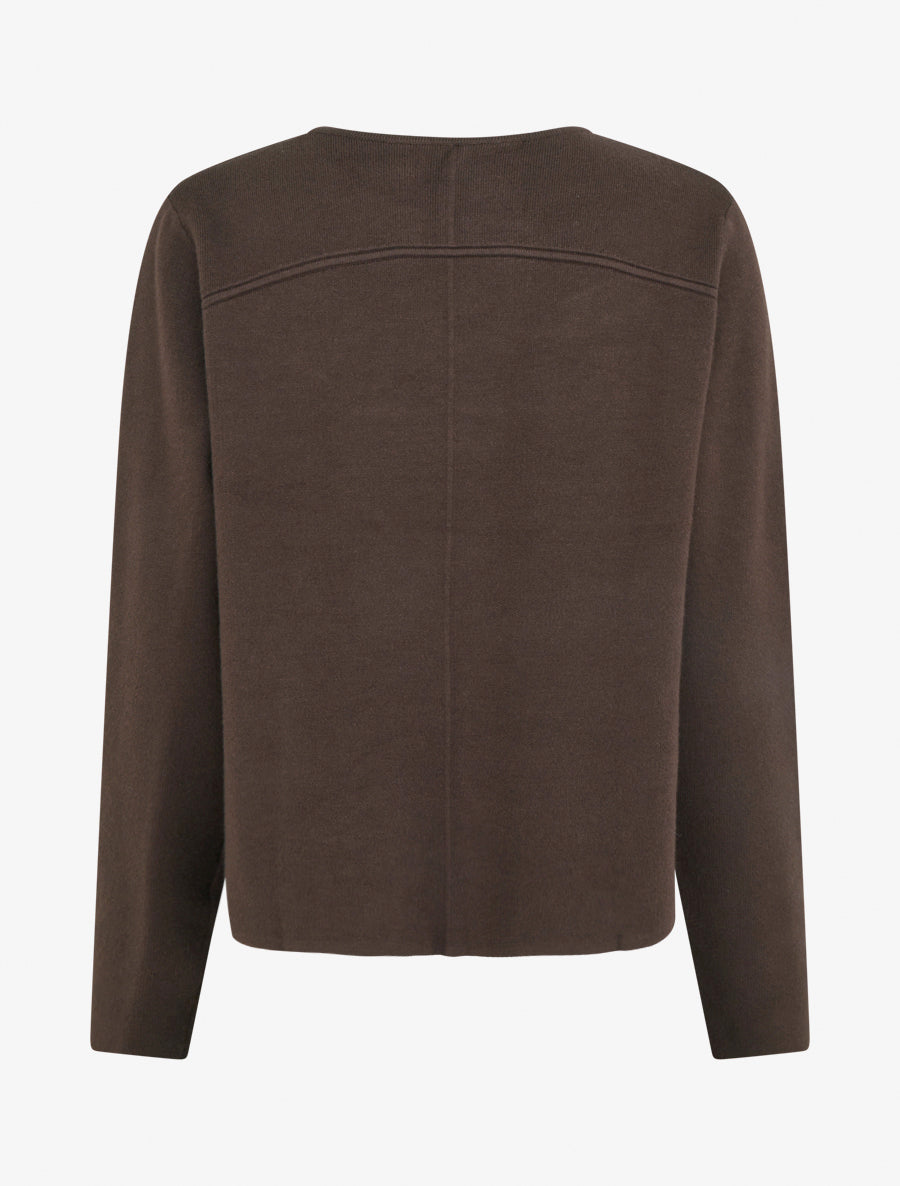 Cardigan uni à deux boutons - Marron - 2