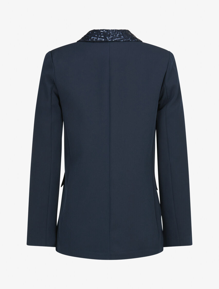 Blazer col à sequins - Marine - 2