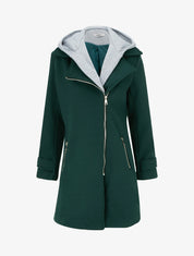 Manteau zippé à capuche en sweat - Vert sapin - 1