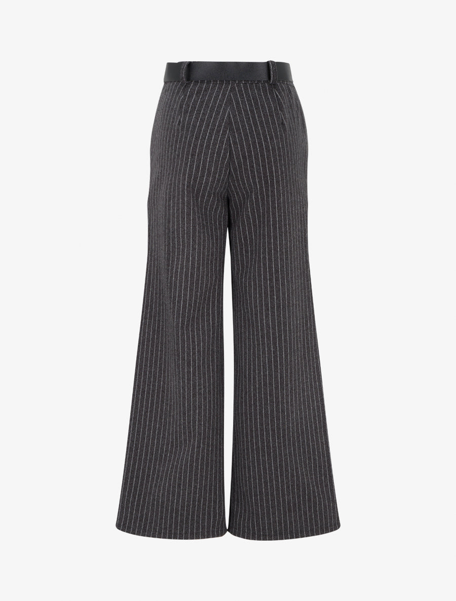 Pantalon épais imprimé à rayures - Noir - 2