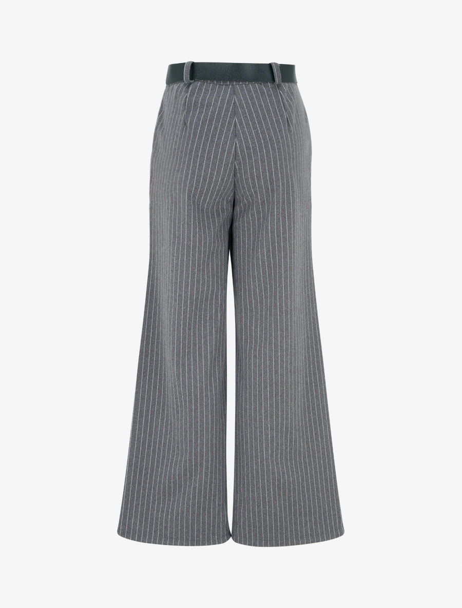 Pantalon épais imprimé à rayures - Gris - 2