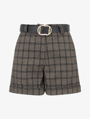 Short à revers imprimé carreaux - Taupe - 1