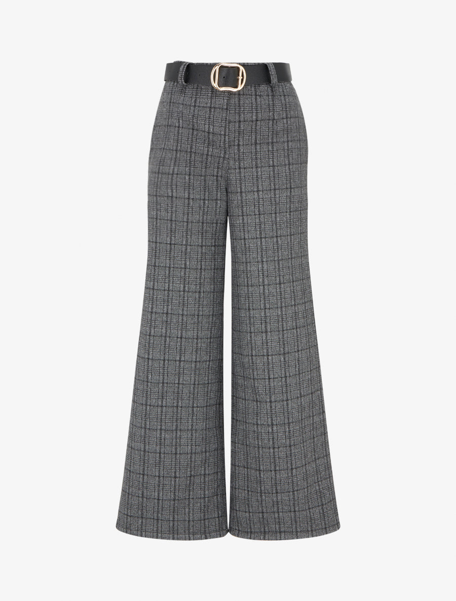 Pantalon épais imprimé tartan - Gris - 1