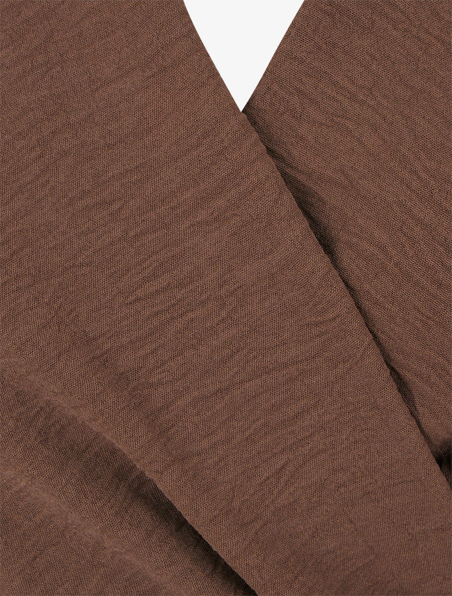 Blouse portefeuille col cache-cœur fluide - Marron