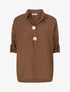 Blouse ample à broches métalliques - Marron - 1