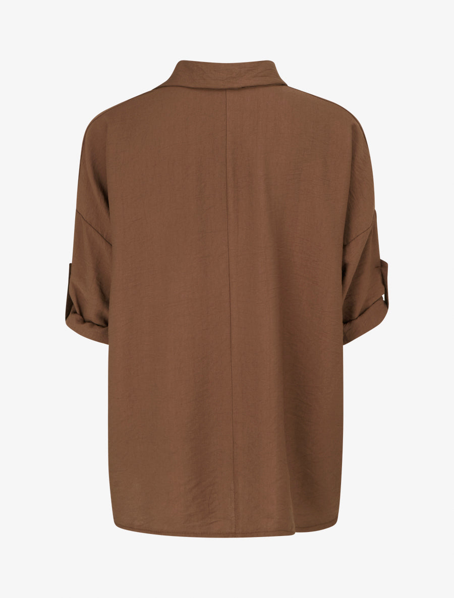 Blouse ample à broches métalliques - Marron - 2