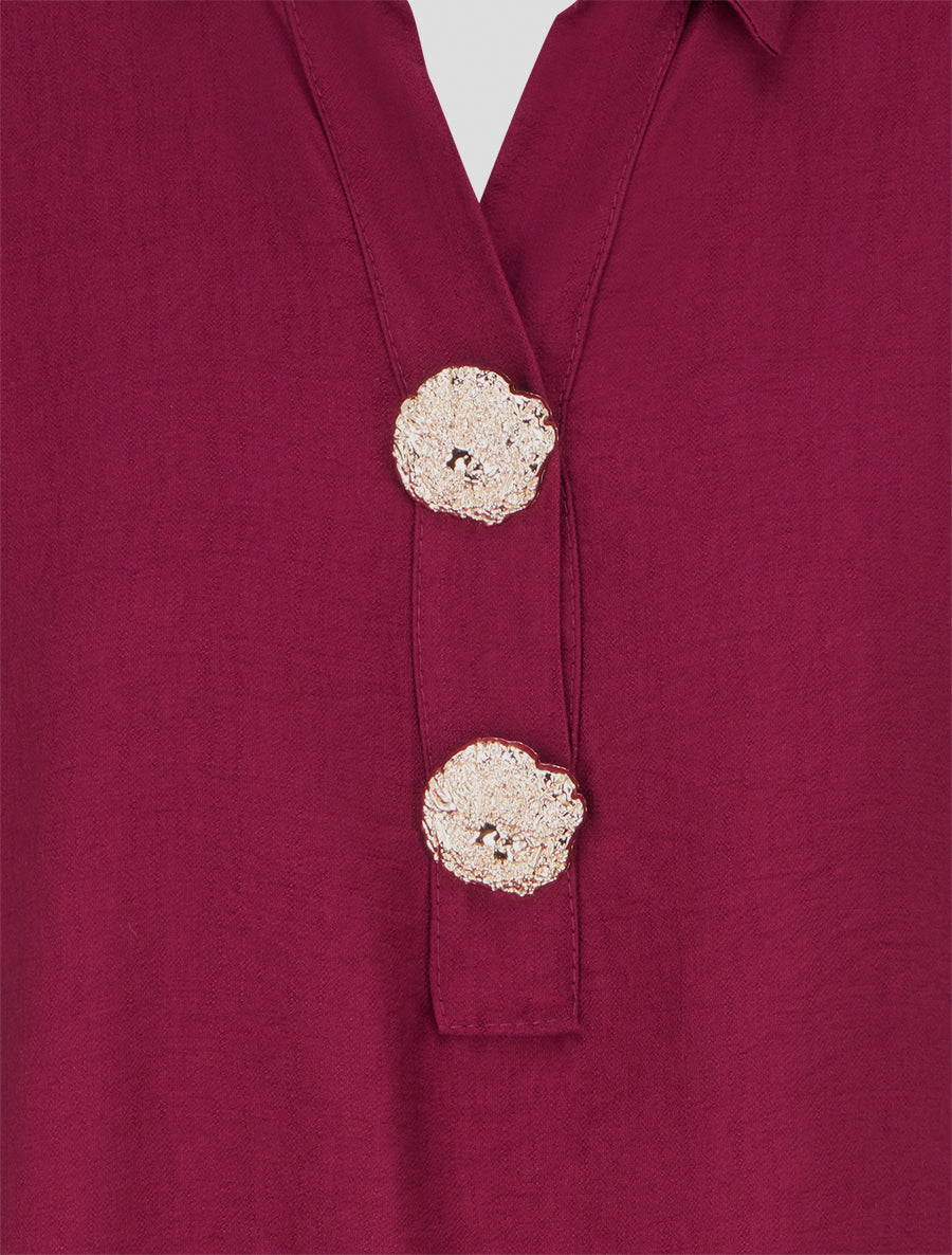 Blouse ample à broches métalliques - Lie de vin - 3