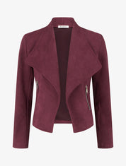 Veste suédine col droit zippée - Prune
