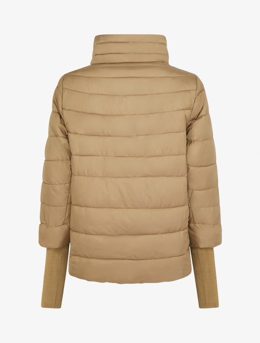 Doudoune courte à manches côtelés - Camel - 2