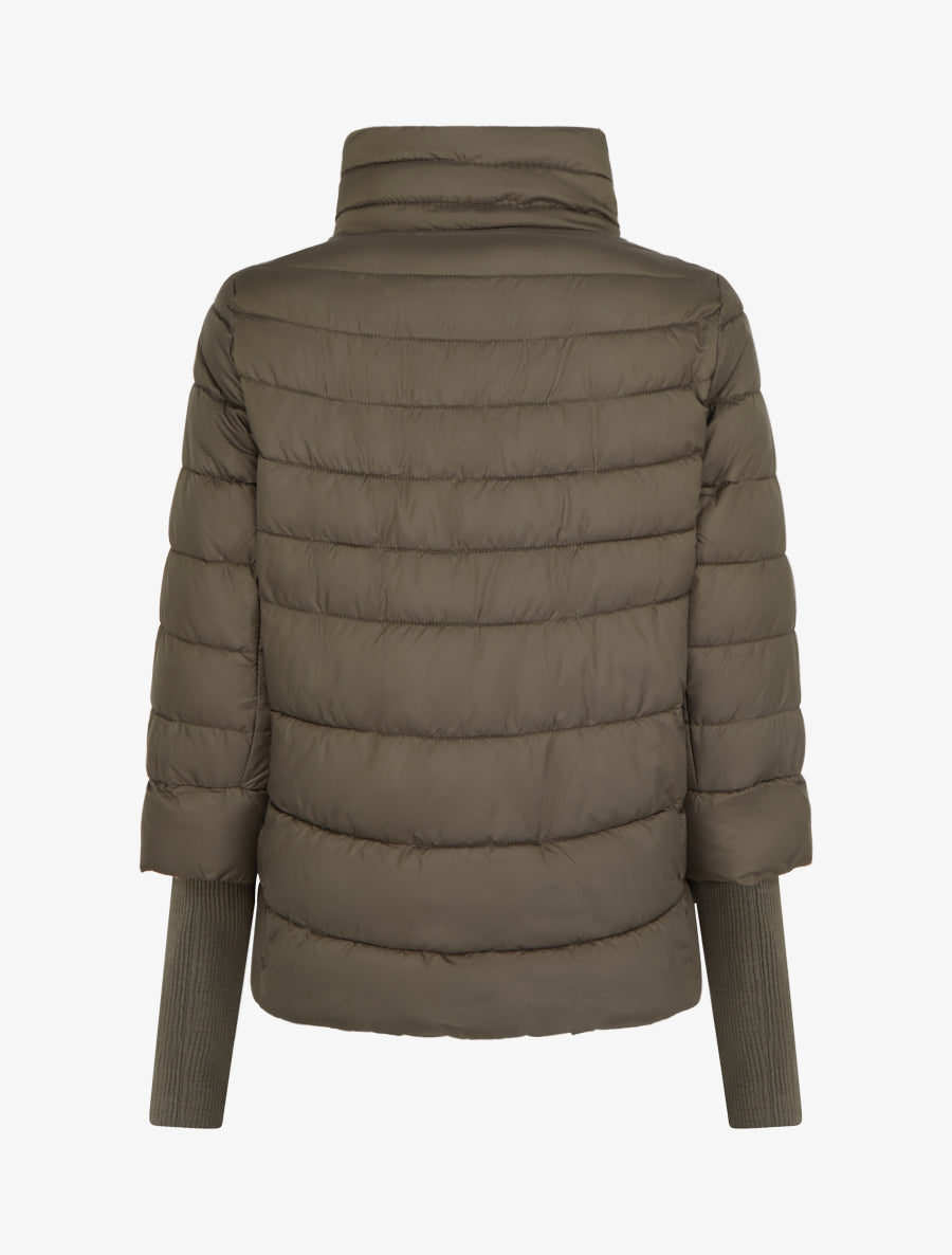 Doudoune courte à manches côtelés - Kaki - 2