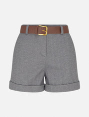 Short taille haute imprimé chevron - Gris