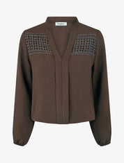 Blouse coupe boule détail crochet - Marron