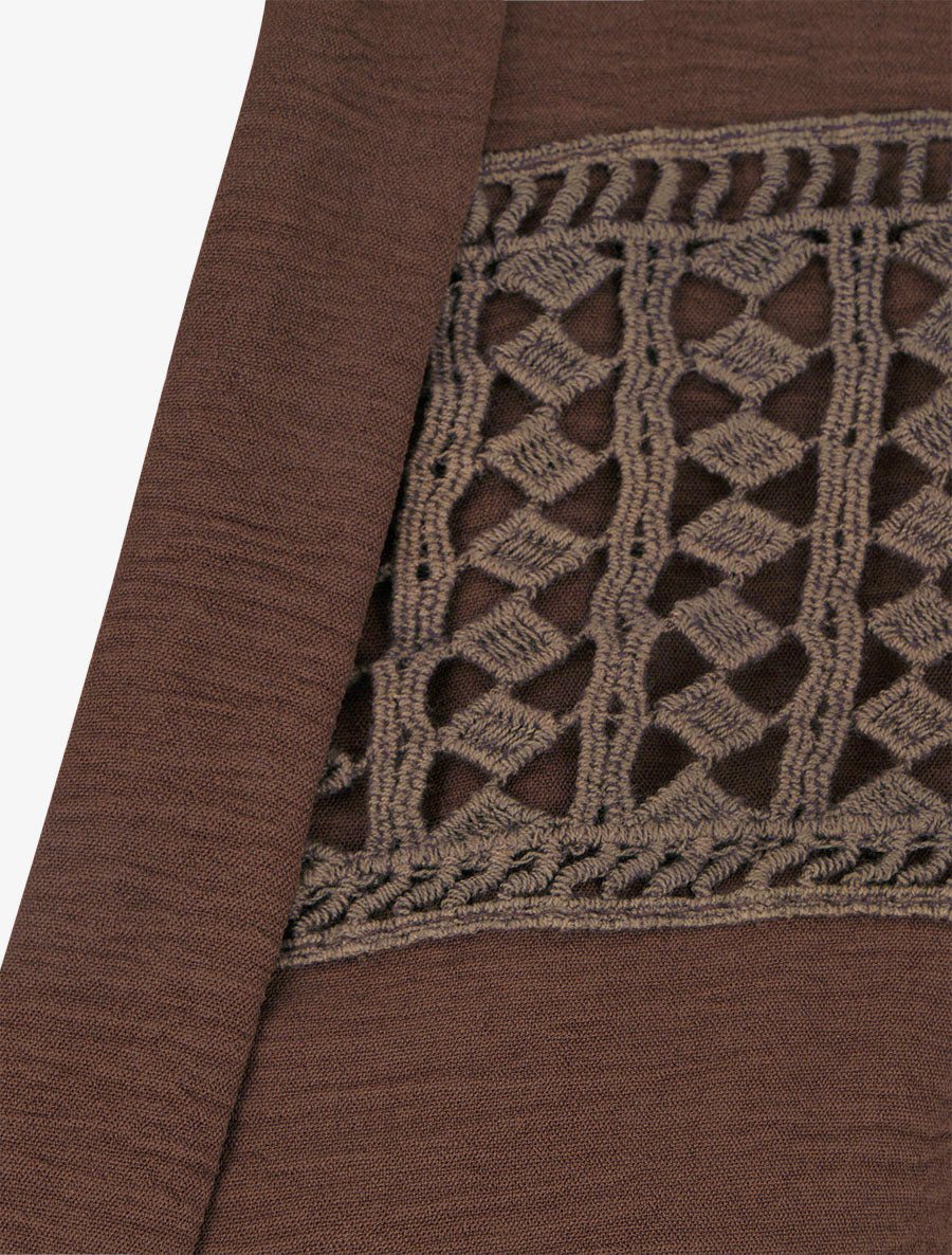 Blouse coupe boule détail crochet - Marron