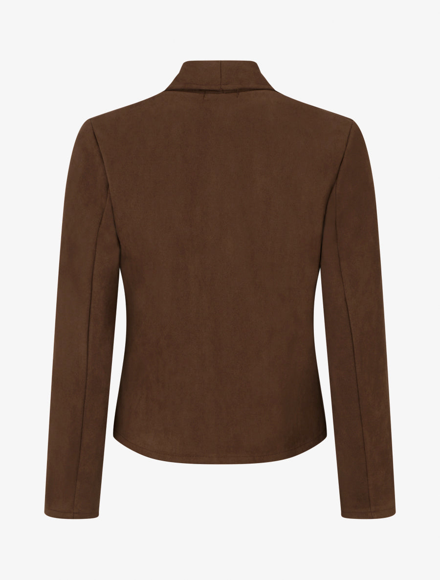 Veste suédine col rabat poches zippées - Marron