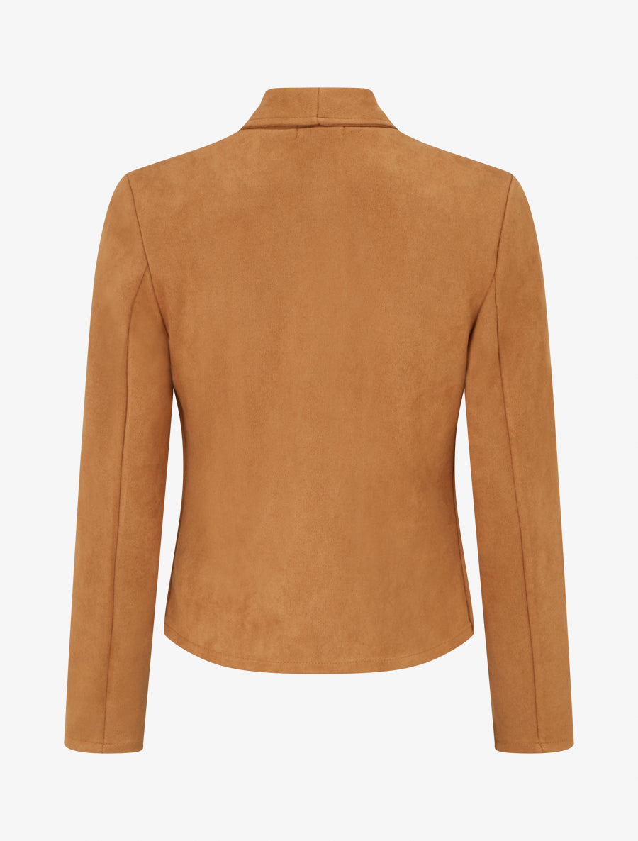 Veste suédine col rabat poches zippées - Camel