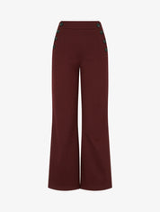Pantalon à pont imprimé chevron taille haute - Bordeaux