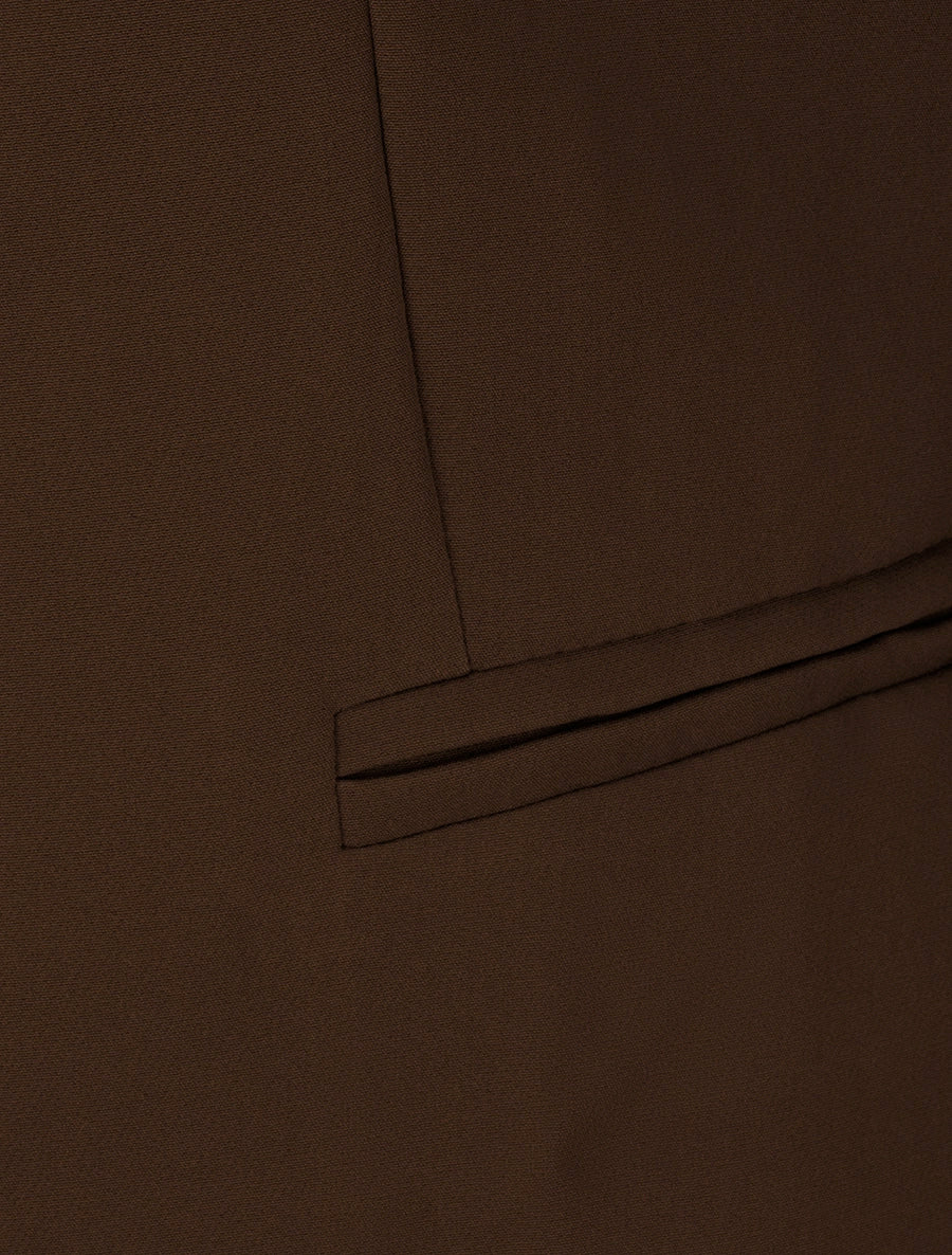 Veste droite col droit épaulettes - Marron