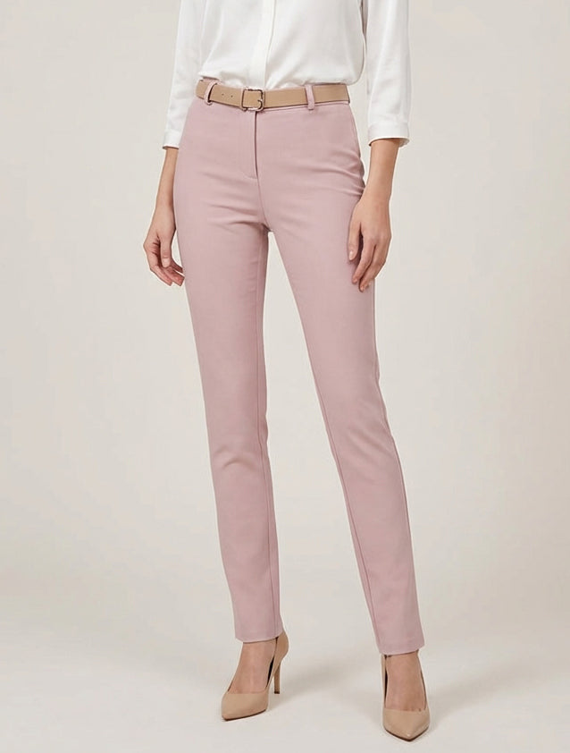 Pantalon droit uni - Vieux rose