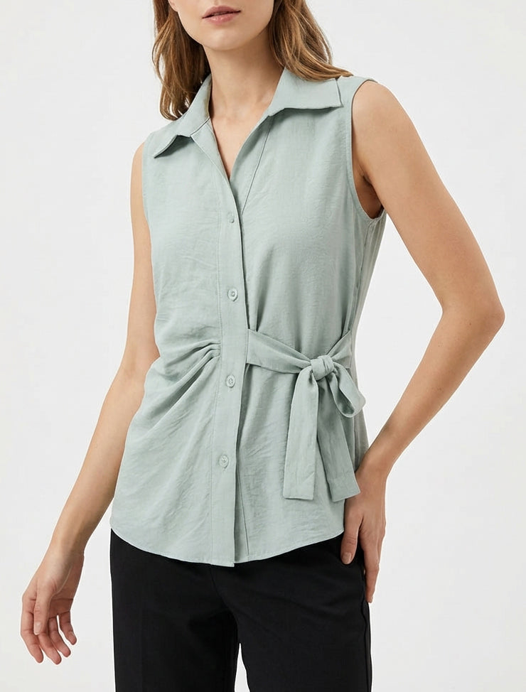 Chemisier sans manches effet drapé - Vert d&