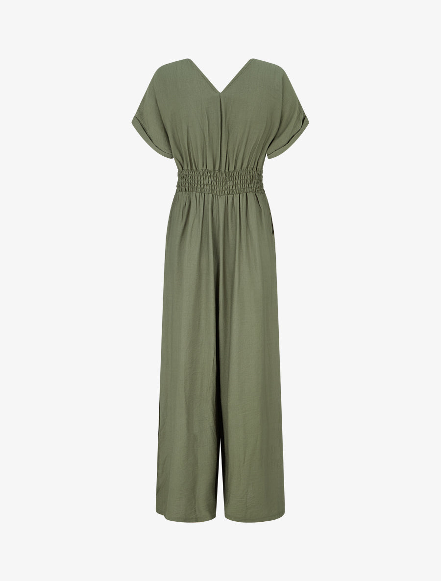 Combinaison unie à manches courtes - Kaki - 2