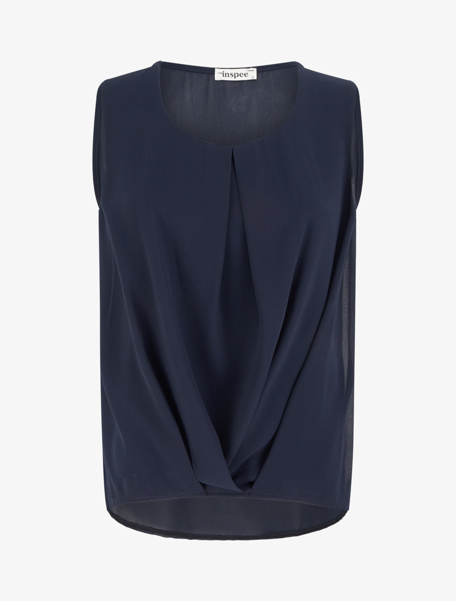 Top en voile effet drapé - Marine - 1
