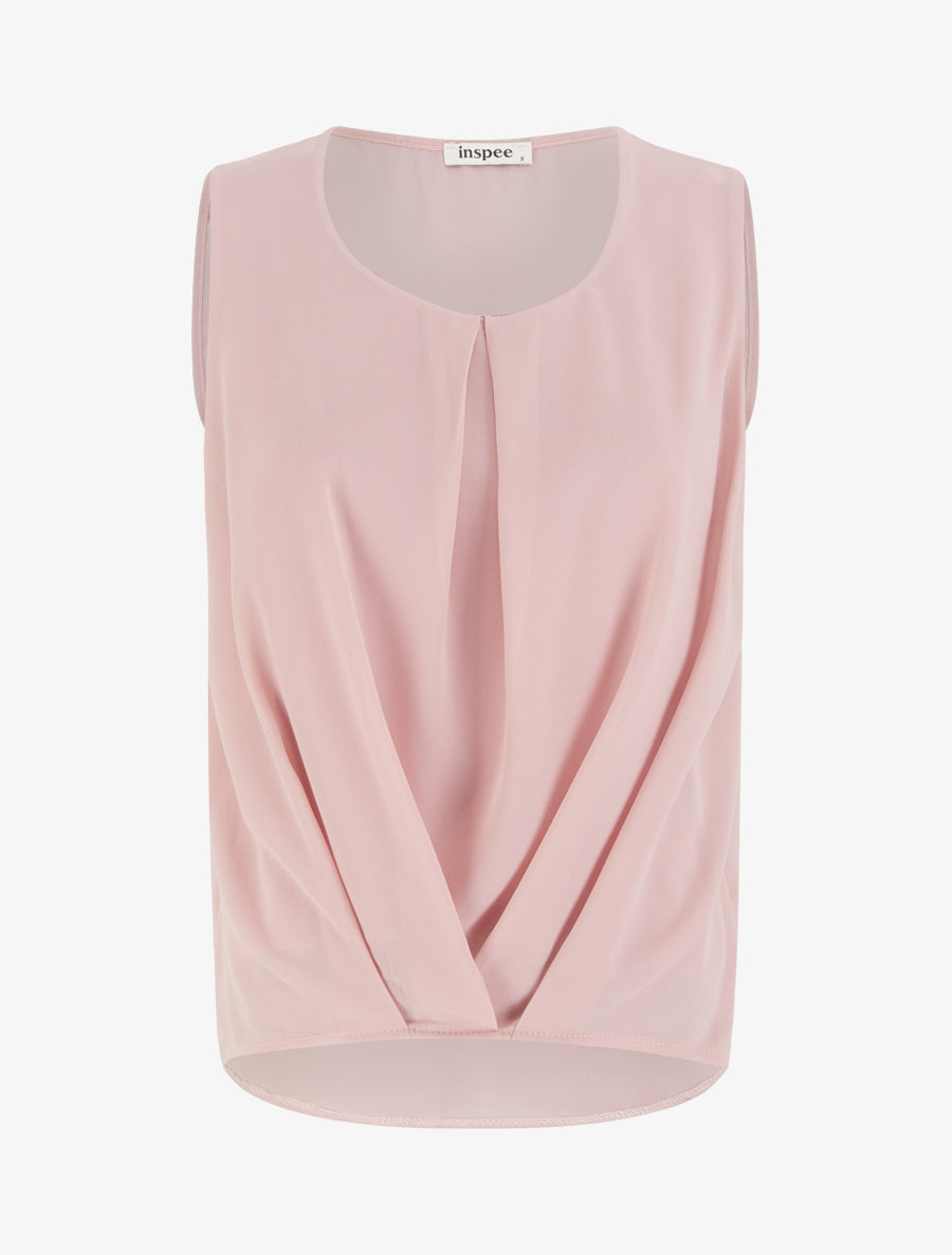 Top en voile effet drapé - Rose - 1