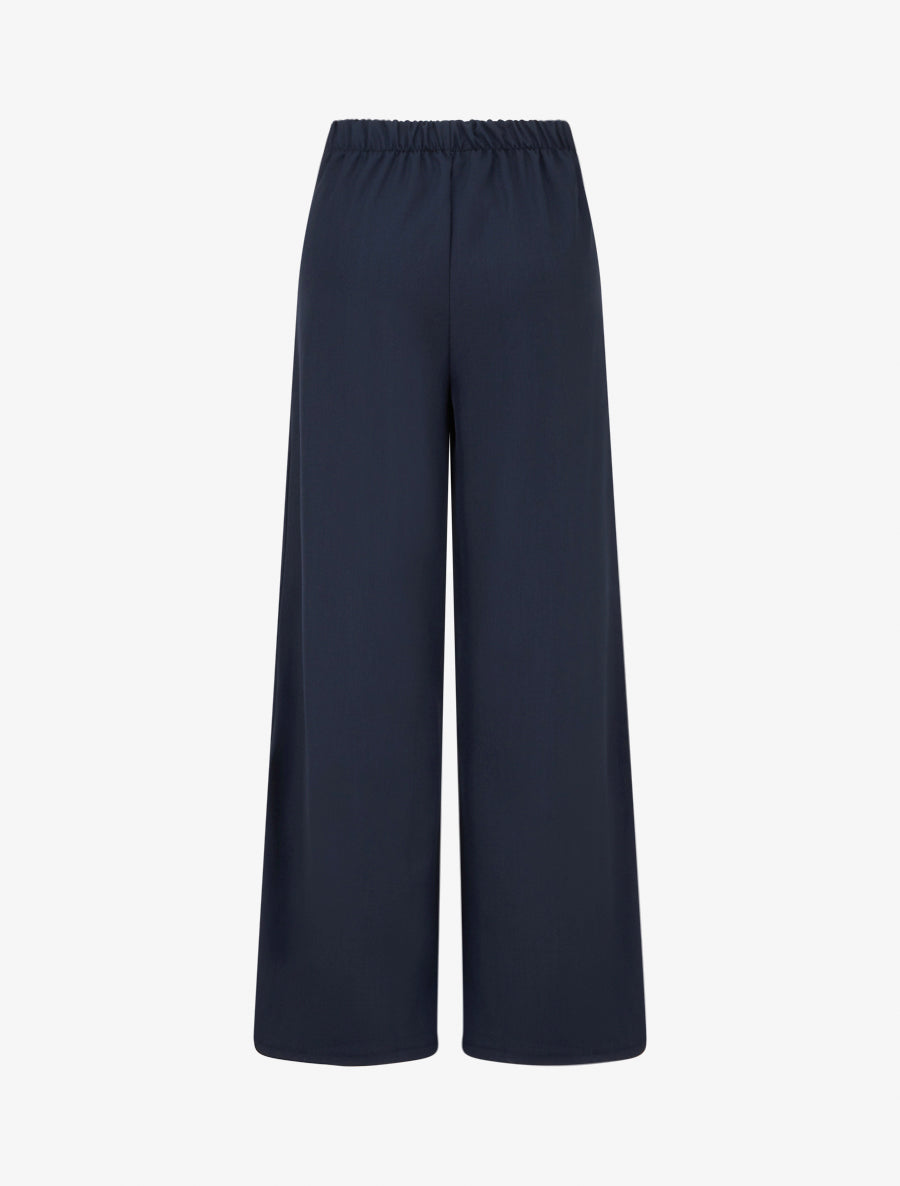 Pantalon ample à taille haute à boucle fantaisie - Marine - 2