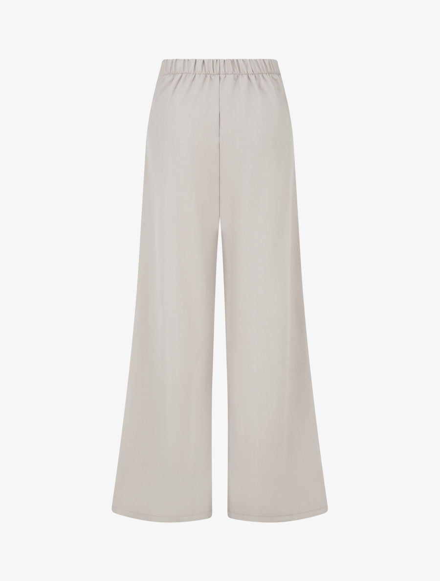 Pantalon ample à taille haute à boucle fantaisie - Beige - 2