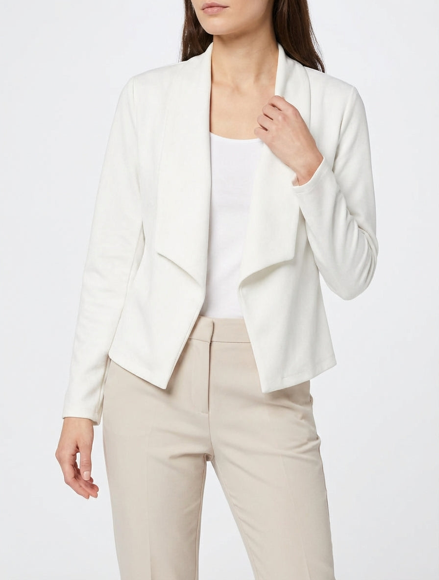 Veste en suédine droite à col châle - Blanc